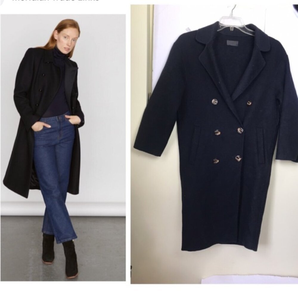 ASN Unlined Coat Minimalist Jacket Pockets Buttons Cuff Slits Wool Casual Jacket